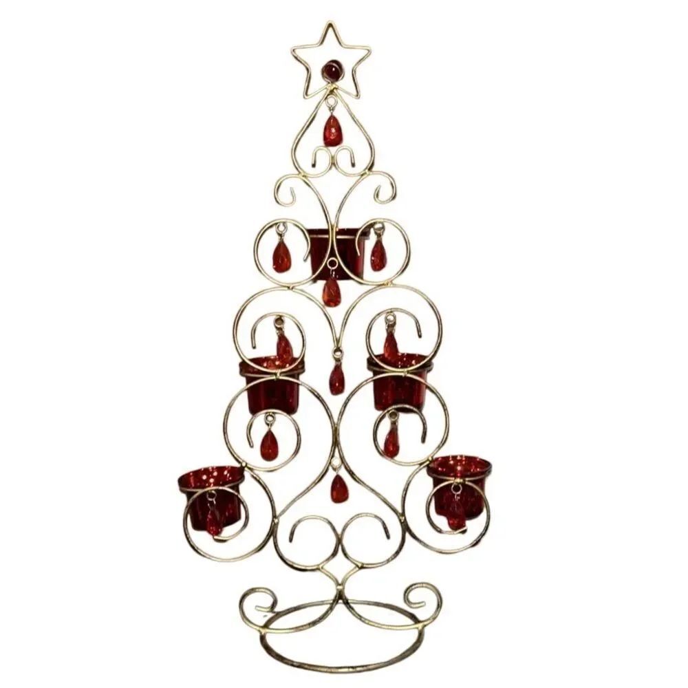 Rustic Metal Christmas Tree Candle Holder - Picture 8 of 9
